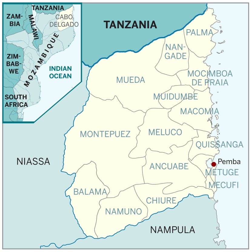 Map of Cabo Delgado, Mozambique