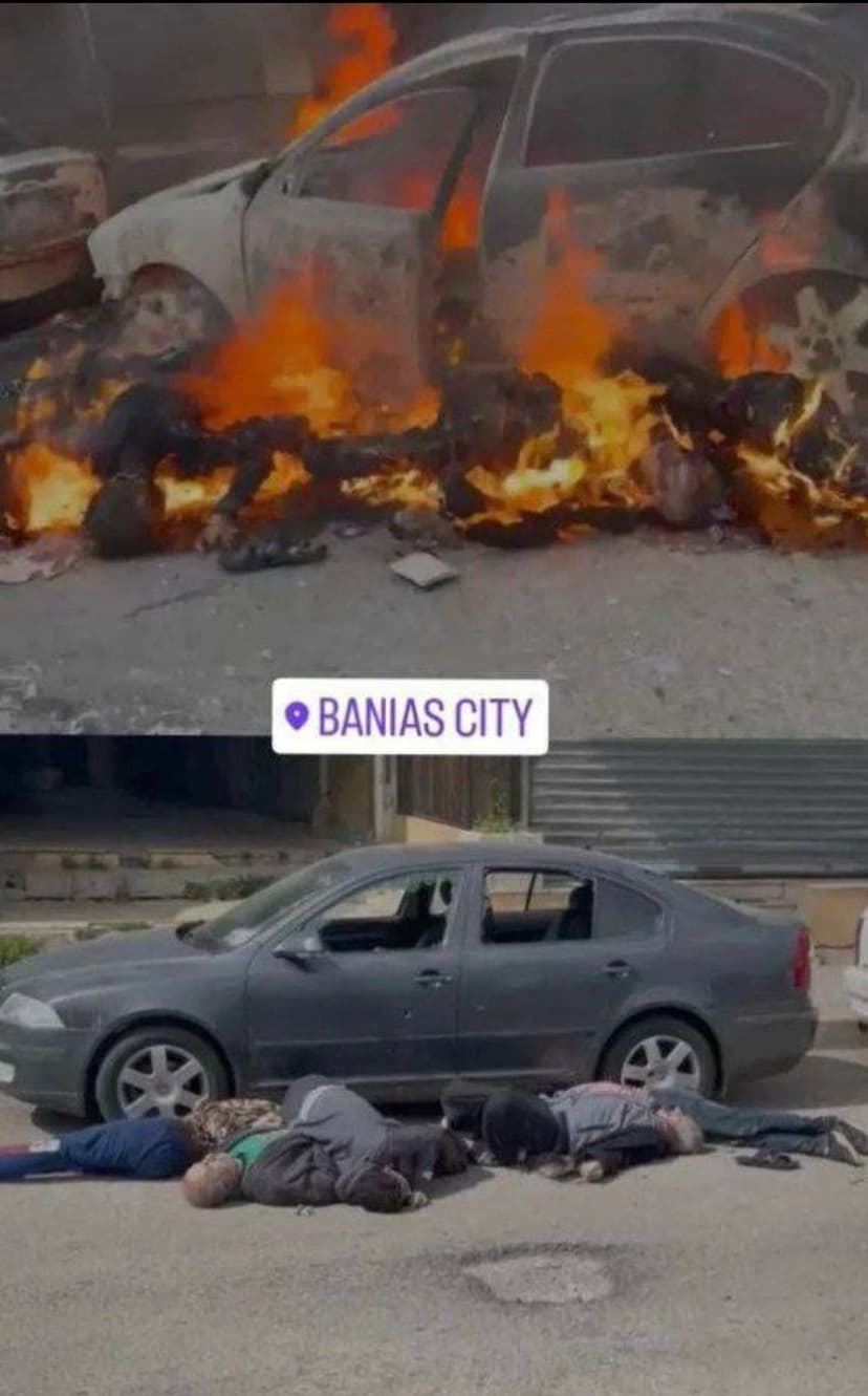 This image is of other neighbours in the same street, murdered and aflame.